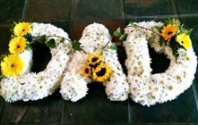 Floral letters mounted on a free-standing frame - click to enlarge